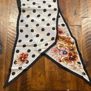 vintage Oscar de la Renta polka dot floral long scarf